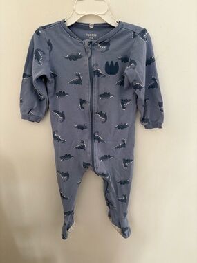 Pekkie Blue Dinosaur Pajamas 12 months